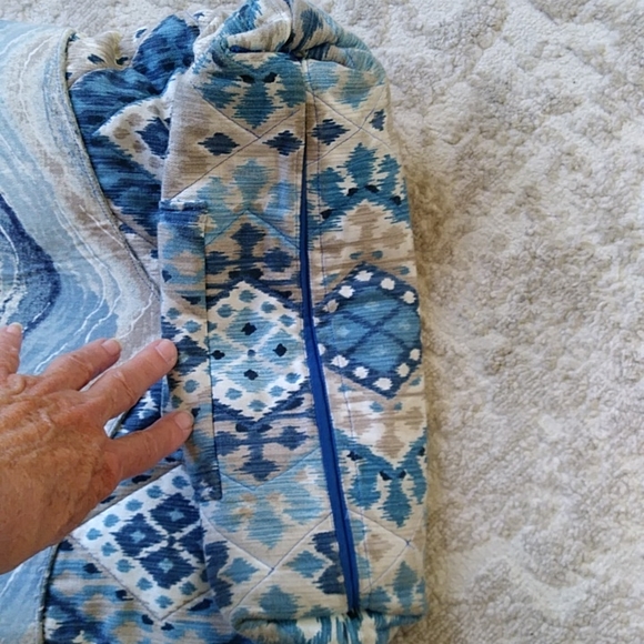 Homemade Waves Diamond Tote Beach Bag Blue Tan - Picture 10 of 16